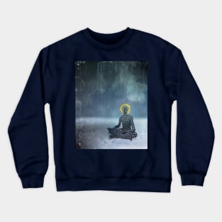 Meditating man. Flaming halo Crewneck Sweatshirt